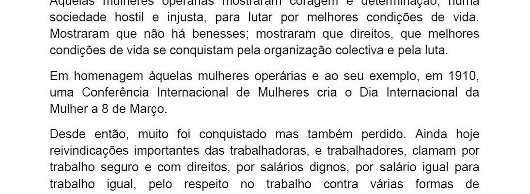 Saudação Dia Internacional da Mulher / 8 de Março