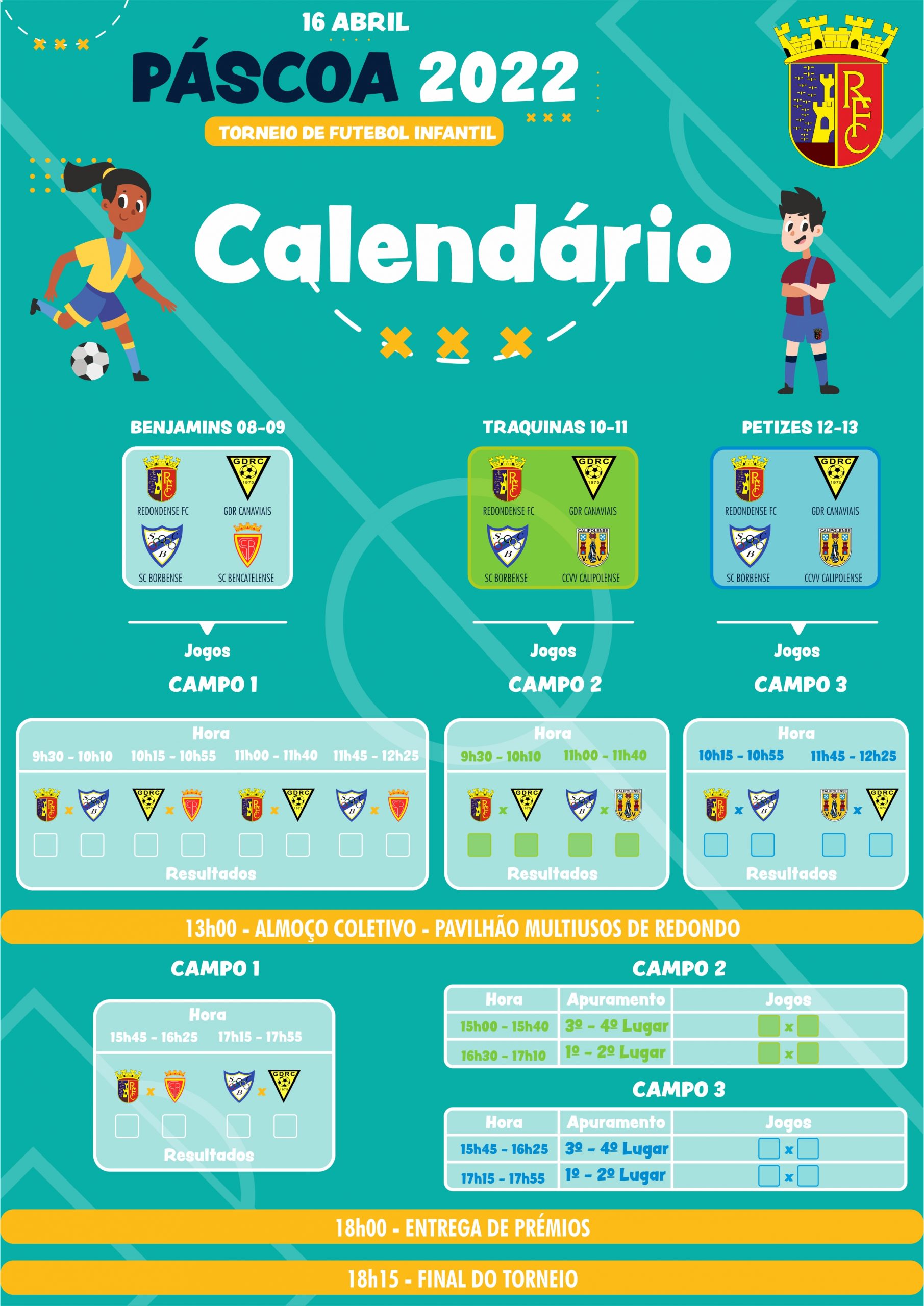 Páscoa 2022, Torneio de Futebol Infantil, 16 de abril, 09h30, Campo do  Calvário